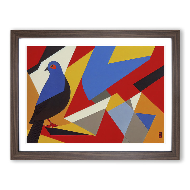 Abstract Pigeon Bird Vol.6 - Framed Print, 25cm H x 34cm W x 2cm D, Walnut