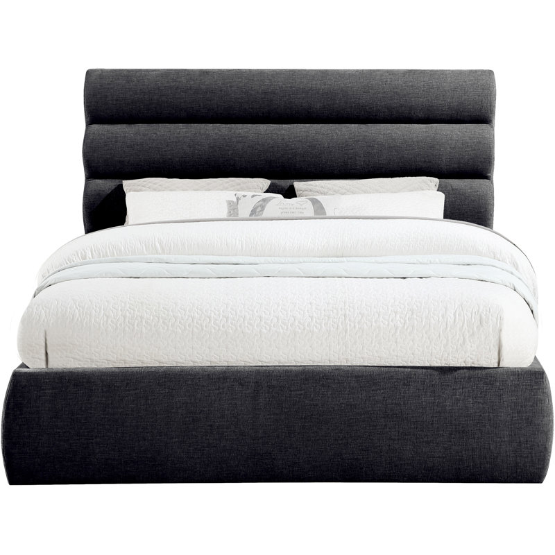Lit en tissu Adam Chenille, Tissu chenille noir, Queen