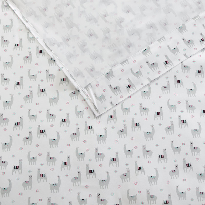 Ensemble de draps 4 pièces Intelligent Design, Ensemble de draps pour lit double + drap-housse + , Gris / blanc
