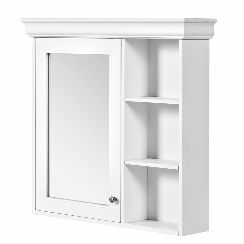 Armoire à pharmacie de salle de bain avec miroir, H 28,7 po x l 30,1 po x P 7,2 po, Blanc