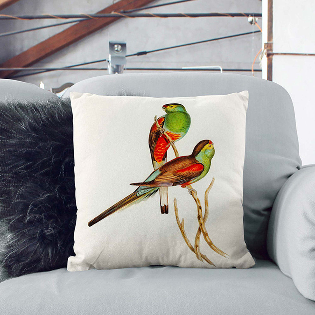 Beautiful Parakeets Cushion with Filling