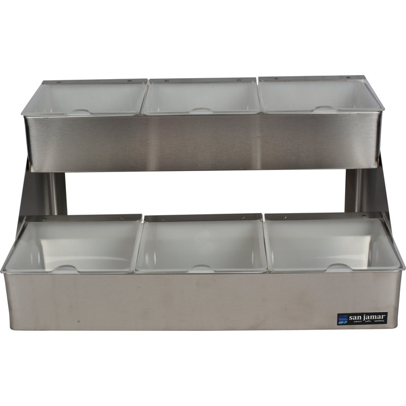 Condiment avec couvercle cranté - 6 pintes - Refroidisseur - Acier inoxydable, H 11,50 po x l 15 po x L 20,25 po