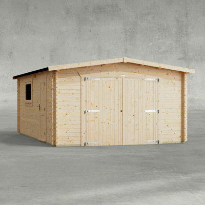 Powersheds 20 x 14ft Apex Garage Log Cabin - 44mm