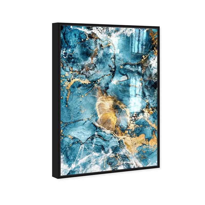 Oliver Gal Strength and Soul Abstract - Leaf & Hand-Applied Glass Coat Framed Canvas Art, 46" H x 31" W, Black