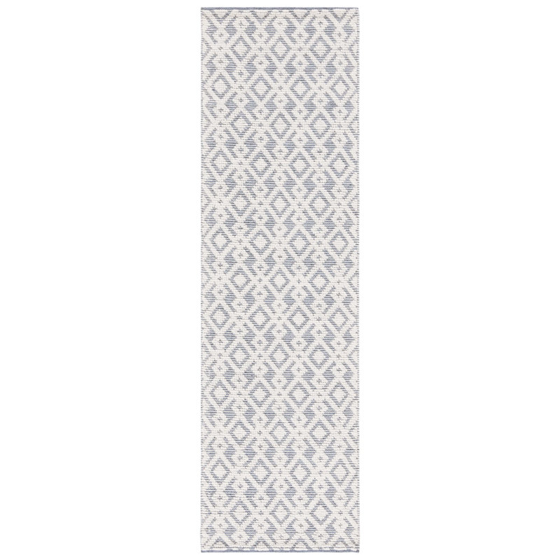 Tapis géométrique en laine / coton tissé à la main Vermont, Tapis de couloir 2 pi 3 po x 8 pi