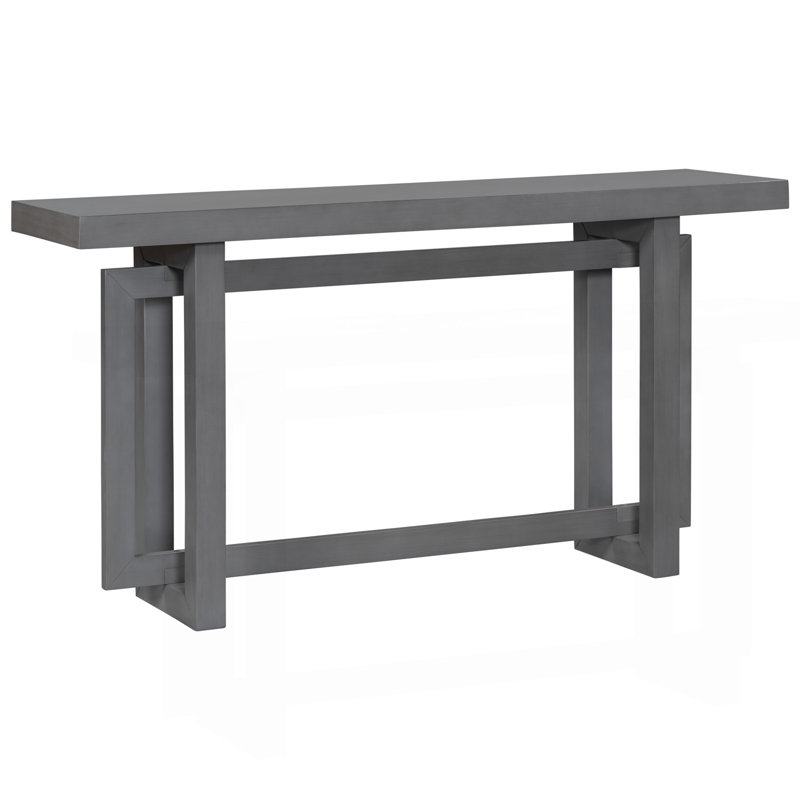 U_STYLE 59.1'' Painted Entryway Table With Pine Veneer,Unique Triple Rectangle Design Console Table With Thick Pine Wood Legs,Extra Long Sofa Table Versatile For Hallway, Living Room,Kitchen
