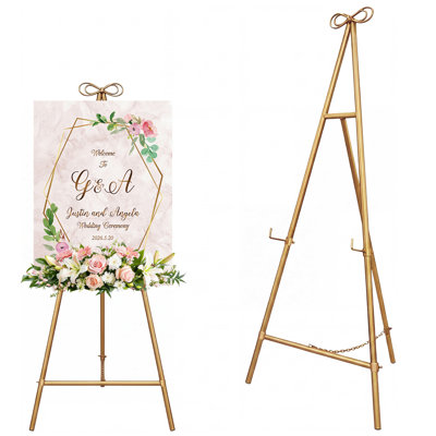 Chevalet en métal réglable support de plancher réglable pour signe de bienvenue en forme de A Trépied pour affiche Toile de douche nuptiale Fête d'anniversaire décor
