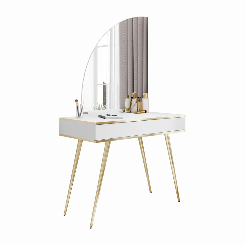Dressing Table with Mirror, White