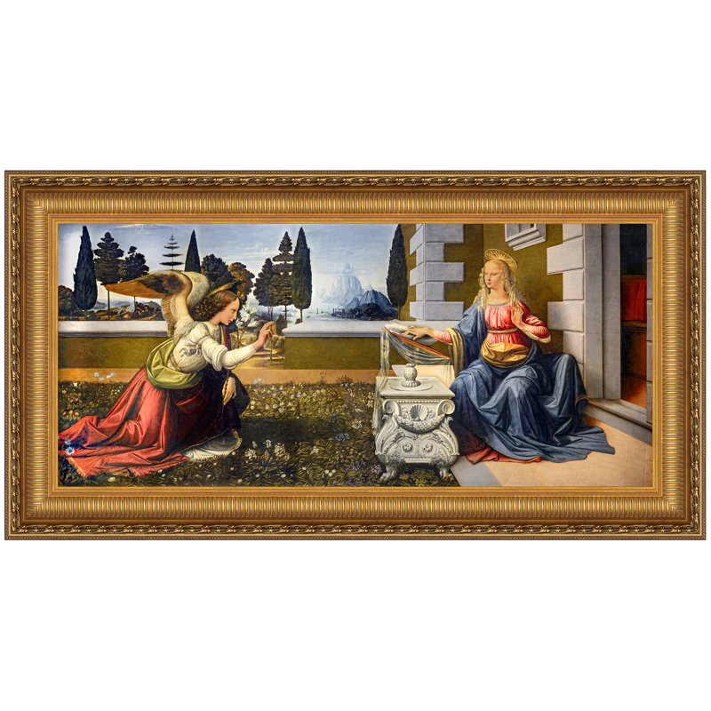 The Annunciation, 1472-1476 Framed Print on Canvas, 24.25" H x 44.25" W