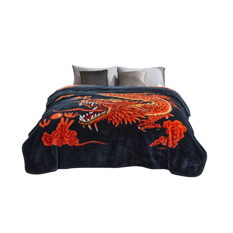 King Size Black and Red Reversible Faux Mink Blanket