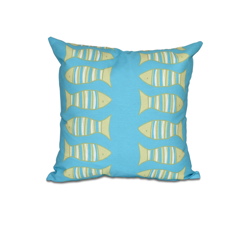 Housse de coussin rectangulaire extérieure pour coussin de Fishy/insert, H 20 po x l 20 po, Turquoise