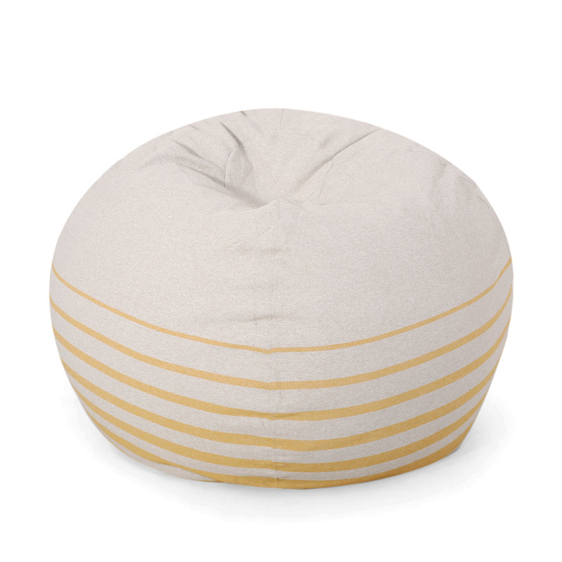 Bohemio 5 Foot Rounded Bean Bag,  Natural Colour / Striped Yellow