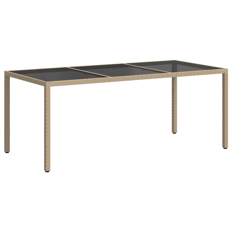 Castora Rectangular Glass Metal Outdoor Dining Table 100 cm D, Grey/Beige