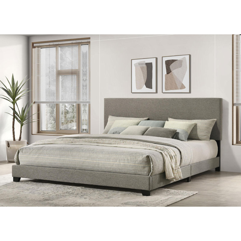 Fabric Upholstered Panel Bed, Taupe, King