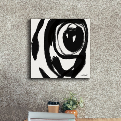 «Black and White Abstract 1» par Anne Tavoletti, art mural sur toile, 18 po x 18 po