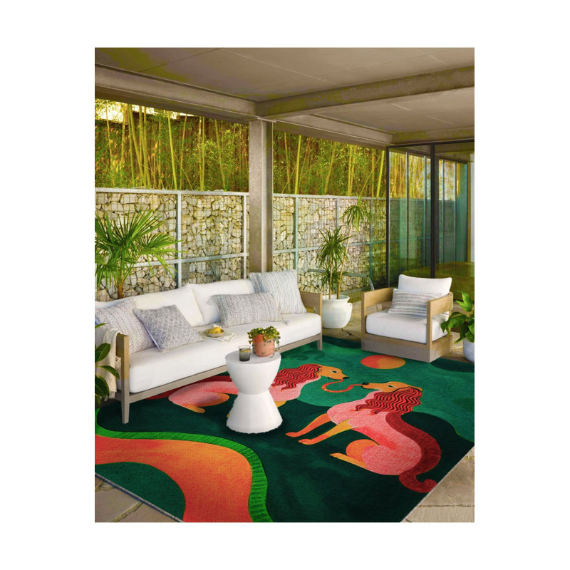 Tapis décoratif lavable à la machine moderne à motif de lion et de lune abstrait Paris