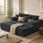 74" Modern Deep Seat Corduroy Sofa Bed Compression Lounge Couch with Oversized Cushions-244696428