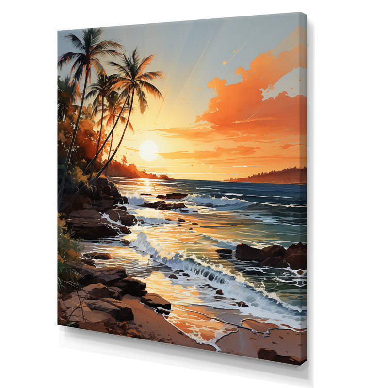 «Beachside Sunset» sur toile, H 40 po x l 30 po x P 1,5 po, Toile tendue
