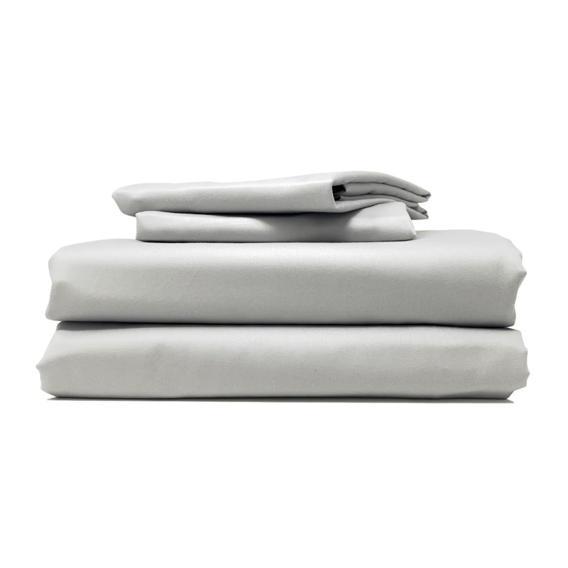 Cool & Lazy Sheet Sets With Easy On Flat Sheet W/Corner Buttons, Silver, Twin Sheet Set