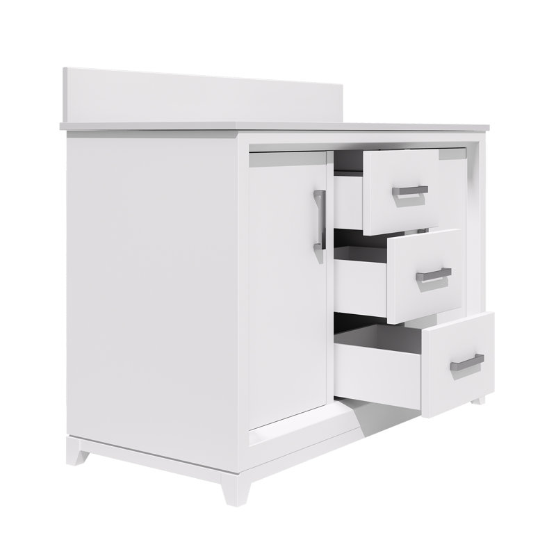 Sataria 48'' Double Sink Bathroom Vanity with Engineered Marble Top, White