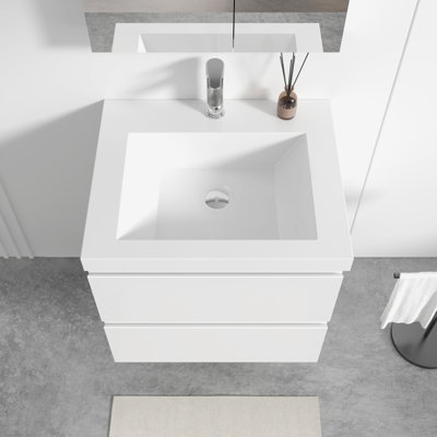  Meuble-lavabo flottant simple 24 po avec lavabo à surface solide Angela