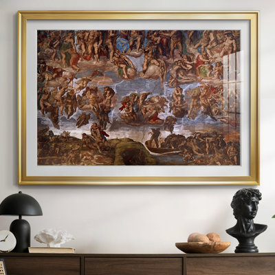 Le Jugement dernier (Détail : la barque de Charon et les damnés) - Michel-Ange - Encadré sous verre acrylique, grand tableau pour salon