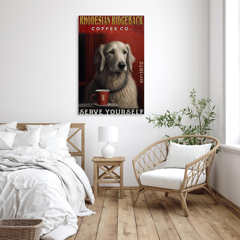 Rhodesian Ridgeback Coffee Co - 1 pièce Rectangle Rhodesian Ridgeback Coffee Co sur toile, impression