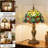 14.7 ''H Stained Glass Baroque Table Lamp, Decorative Nightstand Lamp With Bulbs