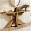 Console de style campagnard 70,9 pouces avec base géométrique en bois, canapé brun chêne pour le vestibule et le couloir