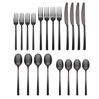 Cambridge Beacon Black Satin 20-Piece Flatware Set
