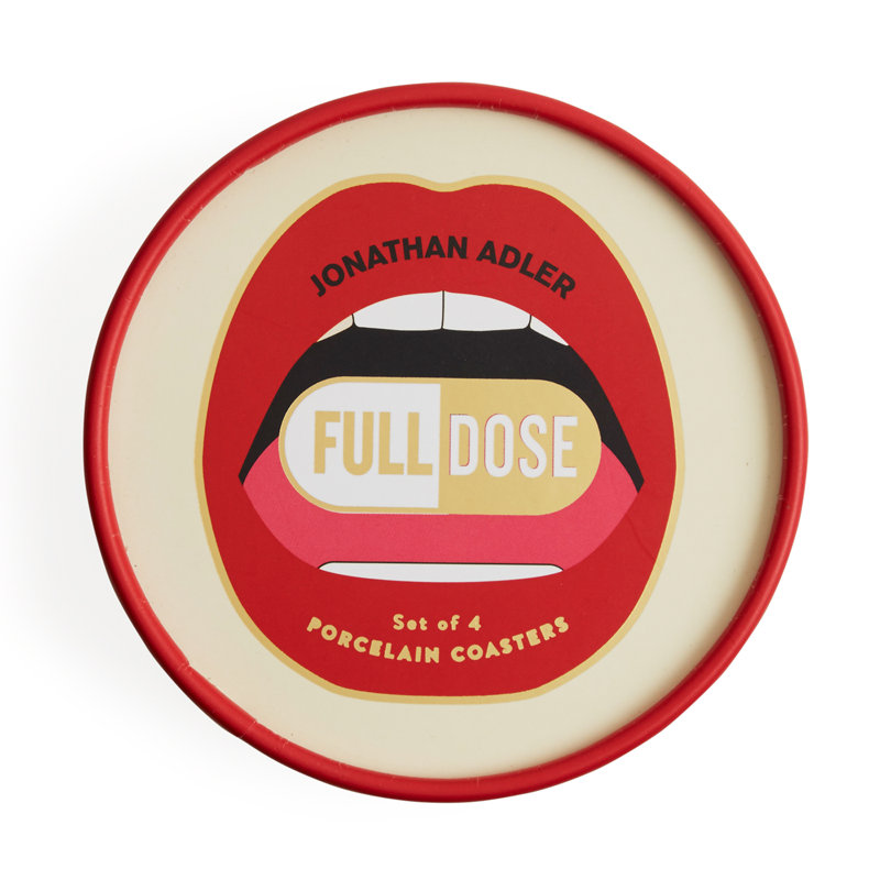 Full Dose 4" Round Ceramic Coasters with 24-Karat Gold Detail