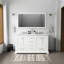 Meuble-lavabo blanc 60 po W, comptoir en marbre, robinet, miroir de 58 po - qualité de teinture large pour salle de bain, 8 grattoirs