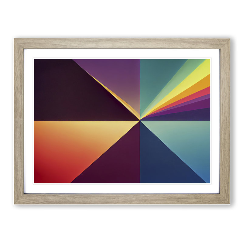 Abstract Prism Art - Framed Print, 46cm H x 64cm W x 2cm D, Oak