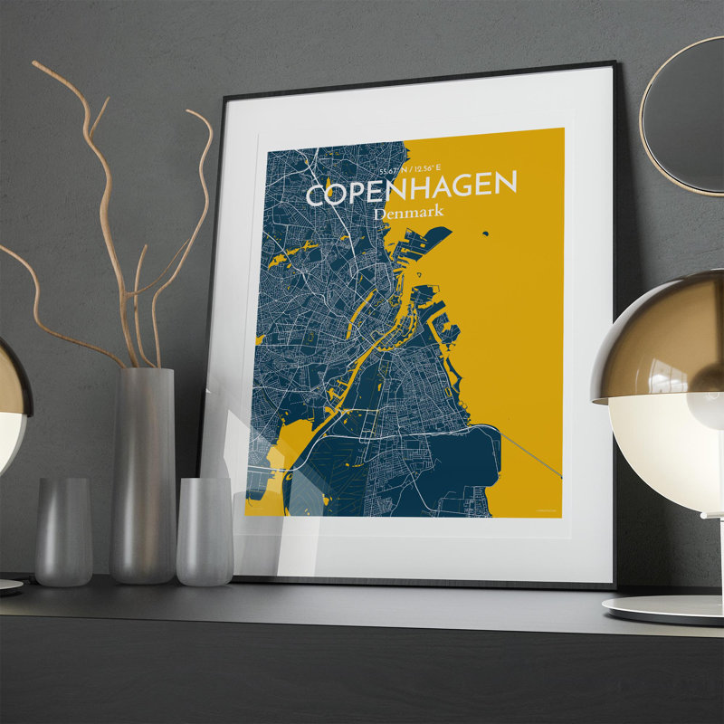Copenhagen City Map In Amuse - No Frame Print, 20cm H x 16cm W x 0.05cm D