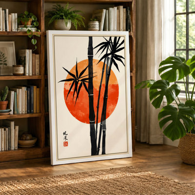 Bamboo Under Moon Japandi - Wrapped Canvas