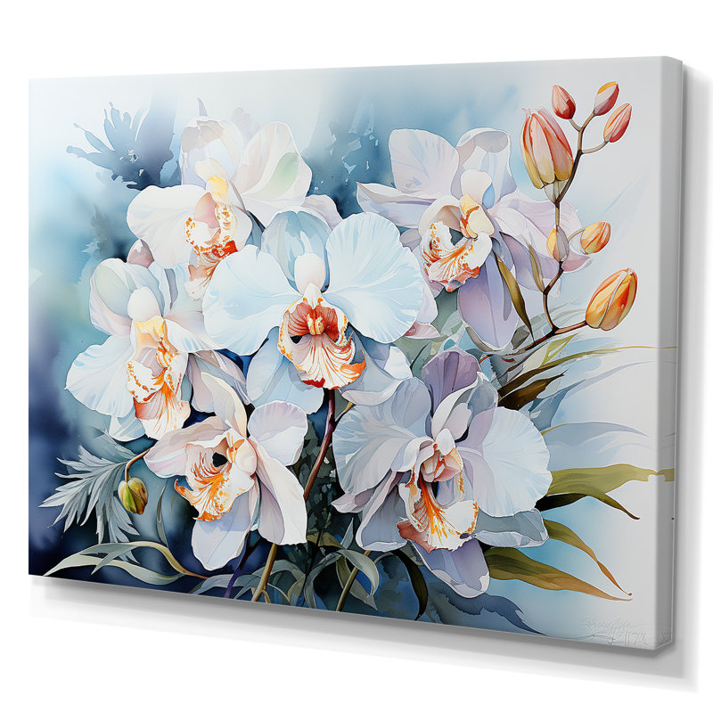 Orchidées grises sur la plage sur toile, H 12 po x l 20 po x P 1 po, Toile tendue