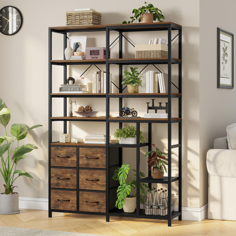 Bookcase With Six Drawers, Brown