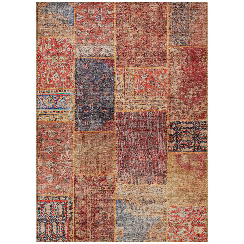 Mcelwaney Washable Patchwork Indoor / Outdoor Rug, Rectangle 8' x 10'