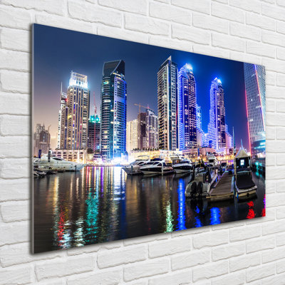 Dubai At Night - No Frame Print on Glass
