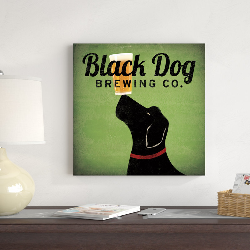 Black Dog Brewing Co sur fond vert, H 20 po x l 20 po x P 1,25 po