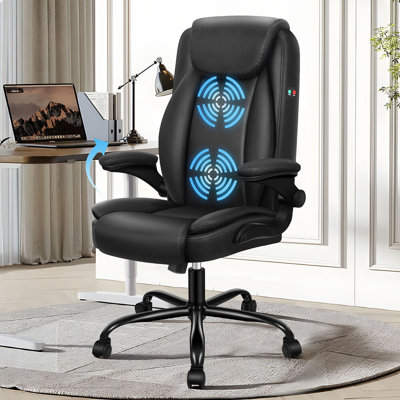 Inbox Zero Adjustable Faux Leather Swiveling PC & Racing Game Chair