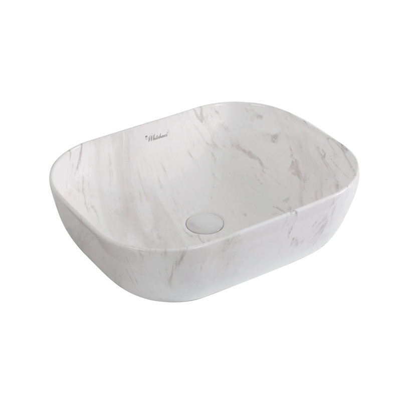 Whitehaus 20" Rectangular Above Mount /Vessel Lavatory Basin, White