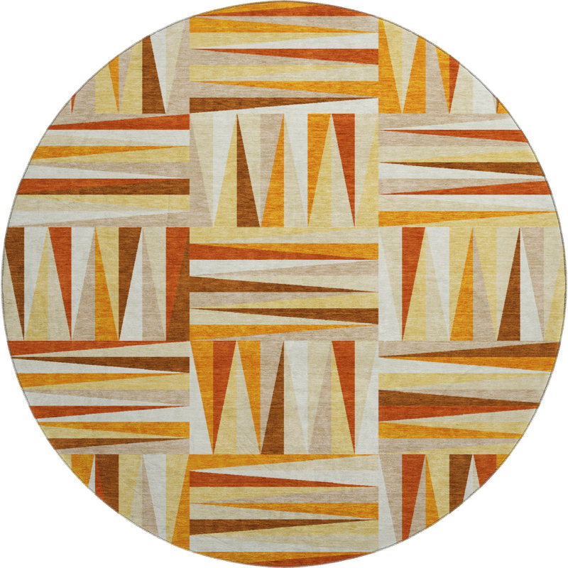 Premium Machine Washable Collett AMF1012 Squares Rug, Round 8'