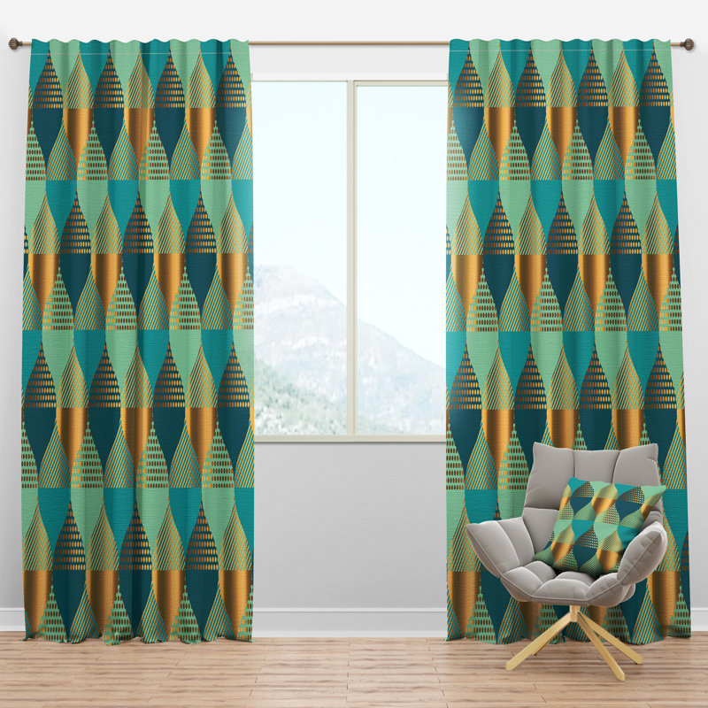 Panneau de rideau simple semi-transparent avec passe-tringle Mid-Century Luxury Drops I, Or, l 52 po x L 120 po