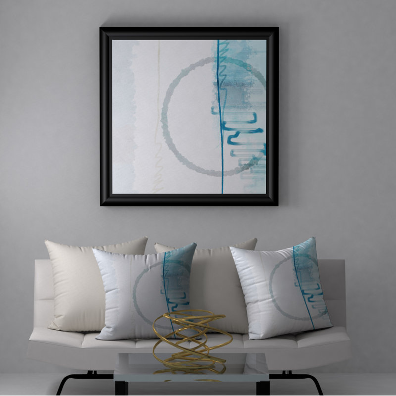 Housse de coussin carré et insert, 18" x 18", Blanc / bleu sarcelle