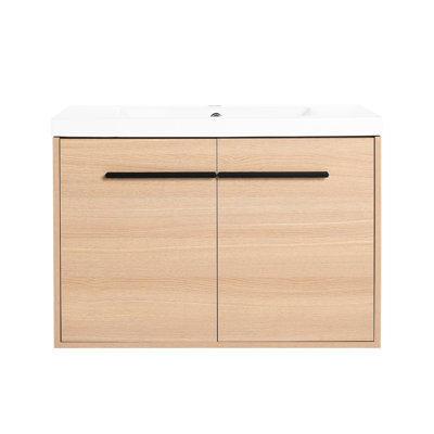 Meuble-lavabo en chêne 30 po avec lavabo en résine, armoire à 2 portes et armoire de style américain de 20,34 po de hauteur - comptoir de 30 po