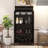 Metal Storage Cabinet with Glass Doors & Flip-Top, 4-Tier Display Cabinet with Open Shelves, Freestanding Steel Sideboard Buffet for Kitchen, Living Room, Home Office, Dining Room, Bathroom