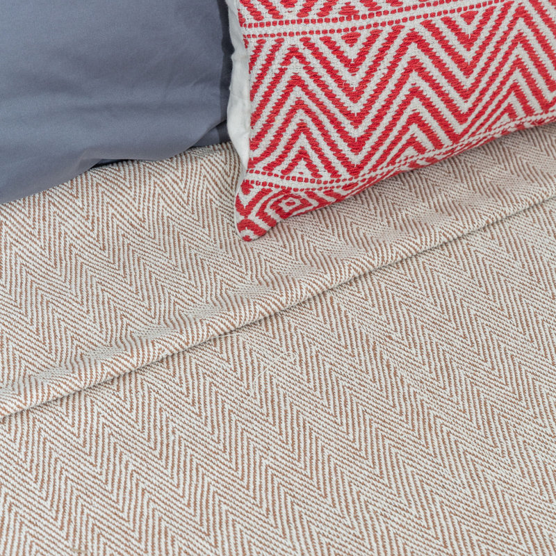  Jeté en coton à chevrons, Taupe, l 90 po x L 100 po