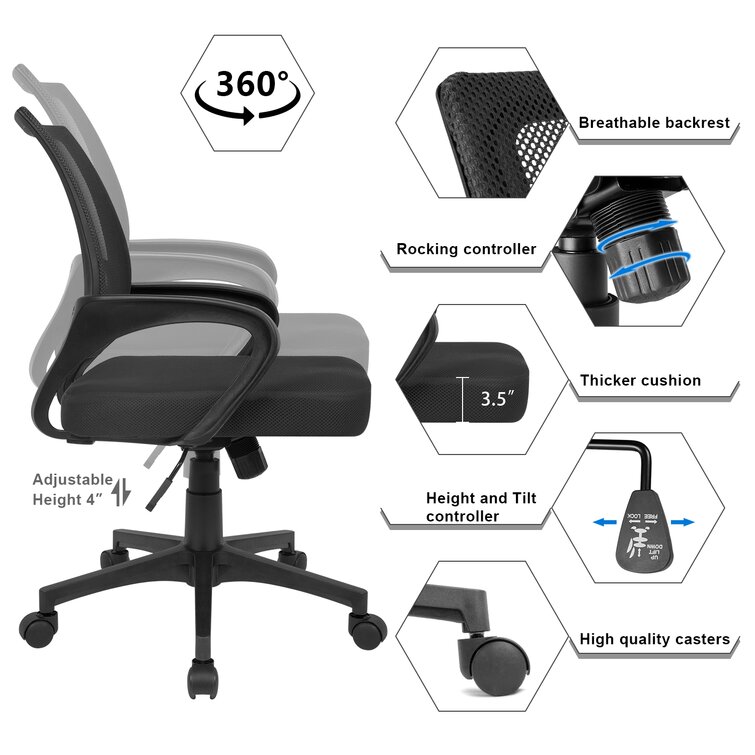 Faye Ergonomic Task Chair Inbox Zero Frame Color: White, Upholstery Color: Gray