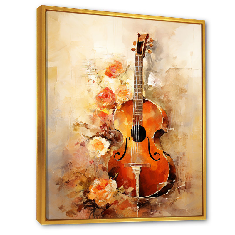Violon mandoline Melody Sienna Serenade - décoration murale musique, Cadre flottant doré, H 20 po x l 12 po